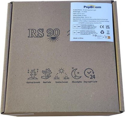 PopBloom RL90 WiFi Reef LED Light, 300W Reef Aquarium Lighting for SPS LPS Corals and Saltwater Fish Tanks, Enhanced Violet and Blue Spectrum,APP Fully Programmable (3 Lights with Mount Arm kit)