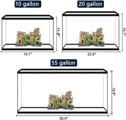 Antique Roman Column Ruin Aquarium European Castle Decoration for Fish Tank Castle Cave Hideouts Rocks Plants Supplies Accessories Safe for Freshwater and Saltwater Fish Tanks – Large