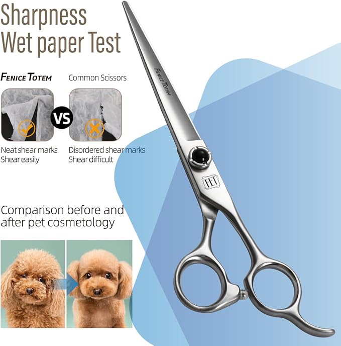 Dog Grooming Scissors: 7.5 inch Professional Pet Shears Made Of Japanese 9CR Advanced Stainless Steel for Dogs Cats and Other Pets