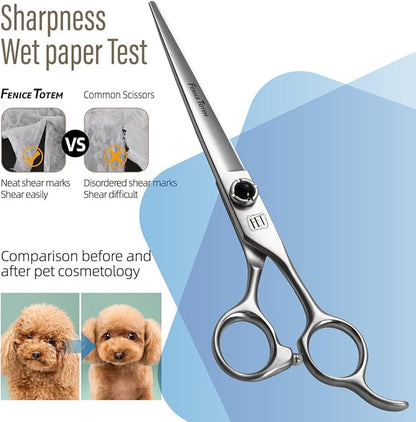 Dog Grooming Scissors: 7.5 inch Professional Pet Shears Made Of Japanese 9CR Advanced Stainless Steel for Dogs Cats and Other Pets