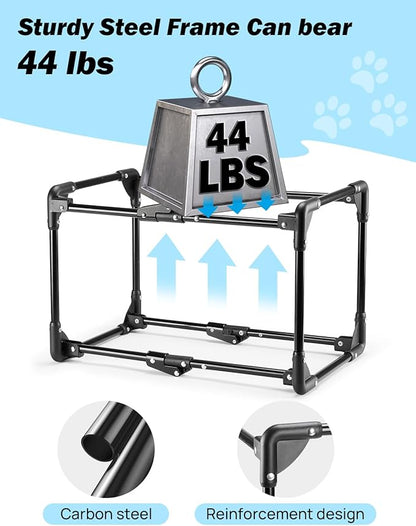 JOYTUTUS Collapsible Dog Crate, 26 Inch Portable Pet Crate for Car, Travel Dog Kennel Foldable Dog Crate for Medium Dog 44lbs, Soft Cat Carrier Fit for Indoor & Outdoor/Car Back Seat/Trunk (Blue)