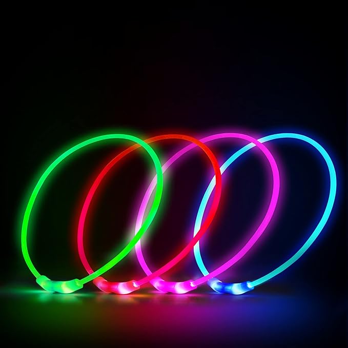 LED Dog Collar, Rechargeable Light Up Dog Collars,IP67 Waterproof Dog Lights for Night Walkingï¼_djustable, Reusable Safety Necklace for Small Medium Large Dogs (Green)