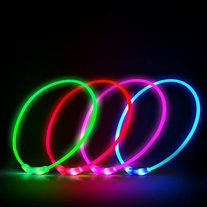 LED Dog Collar, Rechargeable Light Up Dog Collars,IP67 Waterproof Dog Lights for Night Walkingï¼_djustable, Reusable Safety Necklace for Small Medium Large Dogs (Green)