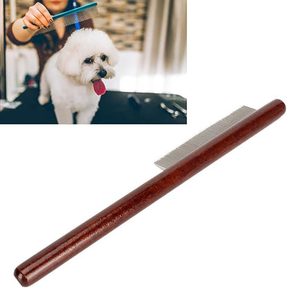 Pet Wooden Comb, Stainless Steel Pin Teeth Durable Comfortable Portable Cat Comb, Pet Wooden Brush Cat Brush Wooden Handle Cat Comb Pet Brush for Pets Dogs (Fine Tooth Comb)