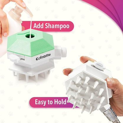 Dog Shower Attachment for Shower Faucet, Scrubber Bathtub Spout 3 in1 Set Deep Cleaning Washing Kit Glooming and Massage Function,with 2m Hose, for Medium and Large Dogs