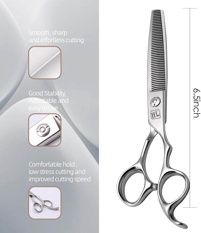 Dog Grooming Scissors: 6.5 inch Pet Thinning Shears Made Of Japanese 440C Advanced Stainless Steel Professional Grooming Scissors for Dogs Cats and Other Pets