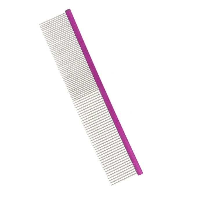 Greyhound Comb For Dogs, Metal Comb For Dogs Metal Dog Comb Cat Comb For Removing and Knots Dog Combs with Rounded Ends Grooming Tool For Long Short Haired Dog (Purple