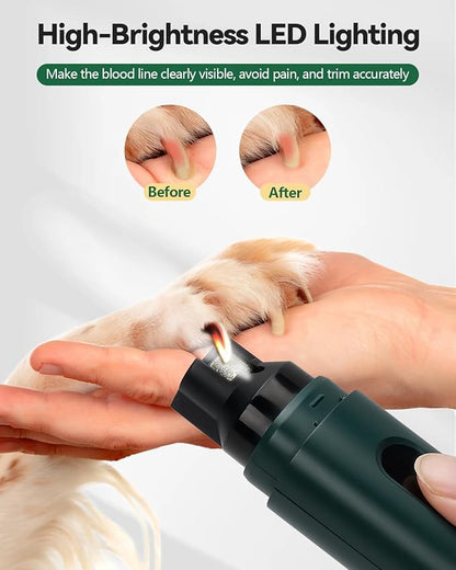 weini Dog Nail Grinder Upgraded-Professional 5-Speed Electric Rechargeable Pet Nail Trimmer Painless Paws Grooming & Smoothing, Sponge Dust Collection for Small Medium Large Dogs&Cats,Green
