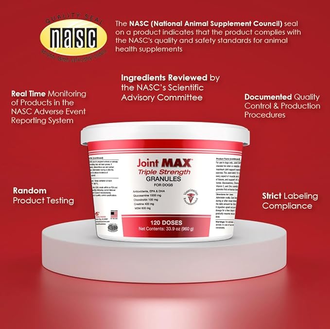 TS Joint Supplement Vet Formulated Pain & Inflammation Relief Treats Hip Dysplasia & Arthritis, Glucosamine, Chondroitin, Turmeric, MSM, HA, Creatine, Omega 3 EPA + DHA. Granules 120 Doses