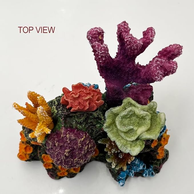 Charming Resin Coral Reef Ornament - Realistic Aquarium Decor Gift for Fish & Shrimp Hideaway, Suitable for Freshwater & Saltwater Tanks (6.1 x 4.1 x 6.1 inches)