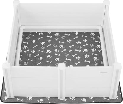 VEVOR Dogs Whelping Box, 48 x 48 x 18.1 inch, Plastic PVC Puppies Playpen with Height Adjustable Door and Washable Pee Pad, Anti-Deformation Indoor Puppy Play Pen for Large Breed Dogs, Milk White