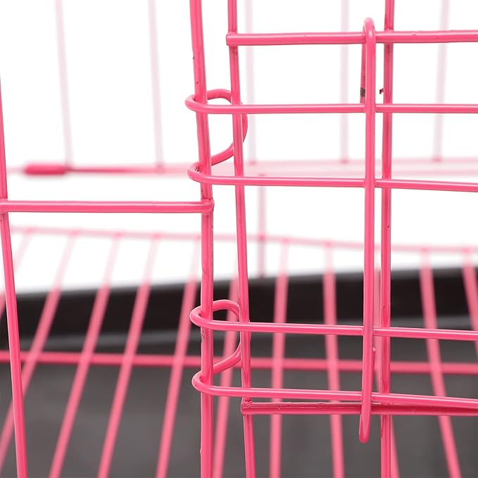 POPETPOP Large Dog Crate Pet Folding Cage Collapsible Dog Cage Indoor Outdoor Dog Crate Small Metal Wire Dog Crate with Leak- Pan Portable Pet Cage for Puppy Cat Rabbit Dog Kennel