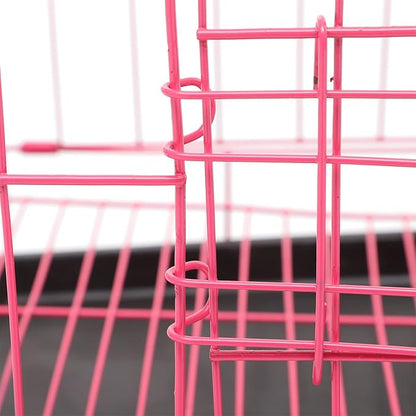 POPETPOP Large Dog Crate Pet Folding Cage Collapsible Dog Cage Indoor Outdoor Dog Crate Small Metal Wire Dog Crate with Leak- Pan Portable Pet Cage for Puppy Cat Rabbit Dog Kennel