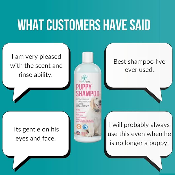 16 fl oz Tearless Puppy Shampoo and Conditioner - Anti Itch Dog Shampoo Sensitive Skin - Coconut Oil Oatmeal Pet Shampoo for Puppies