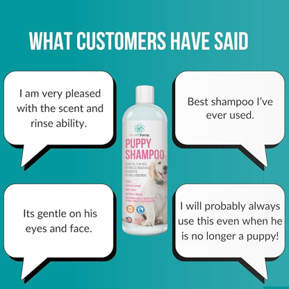 16 fl oz Tearless Puppy Shampoo and Conditioner - Anti Itch Dog Shampoo Sensitive Skin - Coconut Oil Oatmeal Pet Shampoo for Puppies