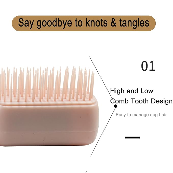 Scalable Small Grooming Dog Brush, Puppy Massaging Hair Brush, for Small Dogs Cats Rabbits of All Hair Types (Deep Pink)
