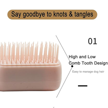 Scalable Small Grooming Dog Brush, Puppy Massaging Hair Brush, for Small Dogs Cats Rabbits of All Hair Types (Deep Pink)