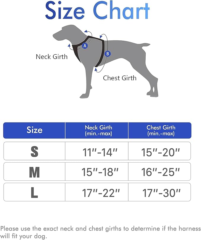 Dog Harness for Medium Dogs No Pull, Adjustable Reflective Oxford Outdoor Vest, Easy for Walk and Training, Front/Back Leash Clips for Small, Medium, Large Dogs (Blue, S)