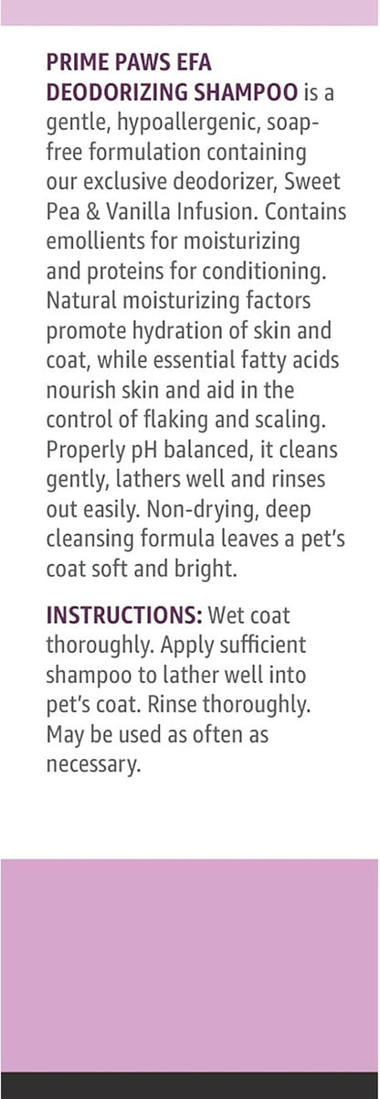 EFA Deodorizing Shampoo for Dogs & Cats - Moisturizing & Hypoallergenic Dog Shampoo for Itchy Skin Relief - Cat Shampoo with Essential Fatty Acids for Dry Skin - 16 oz