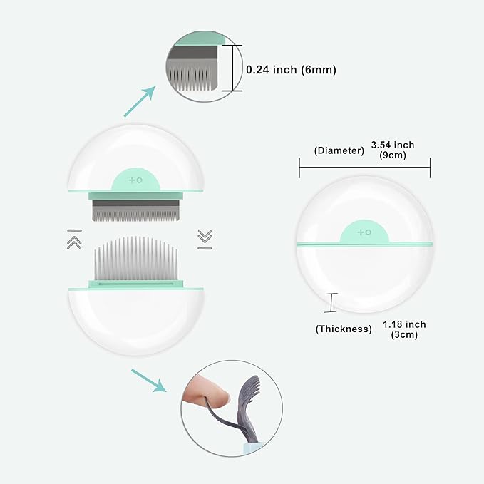 Deshedding Cat Brush Dematting Comb for Dog Grooming Claw Tool for Clean Pet Short & Long Hair Removes 2 in 1 Massaging Deshedding Comb Brush Round (Khaki)