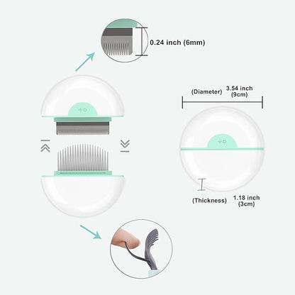 Deshedding Cat Brush Dematting Comb for Dog Grooming Claw Tool for Clean Pet Short & Long Hair Removes 2 in 1 Massaging Deshedding Comb Brush Round (Khaki)