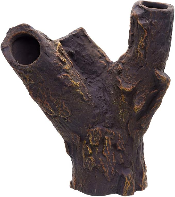 Plecoceramics Aquarium Ceramic Decorations Cave Betta Stone Decor - Aquarium Fish Tank Hideway Decor for breeding Cichlids Plecos Betta Toys Hideout (Snag)