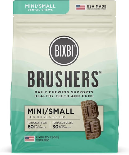 BIXBI Natural Dog Dental Care Chews Oral Health Dog Treats, for Mini/Small Size Dogs, 30 Treat Pack