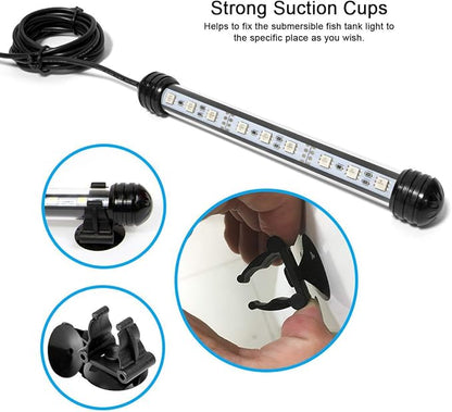 MQ 12 in Submersible LED Aquarium Light, 2W Color Changing Fish Tank Light with Remote Control, IP68 Crystal Glass 12 LEDs Lights Bar, for Fish Tank 15-20 inch