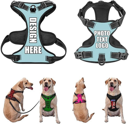 Personalized Dog Vests Customization for Puppy Medium Large Sized Dogs, Customize No Pull Dog Harnesses with Easy and Adjustable Wearing Buckles, PowderBlue, L