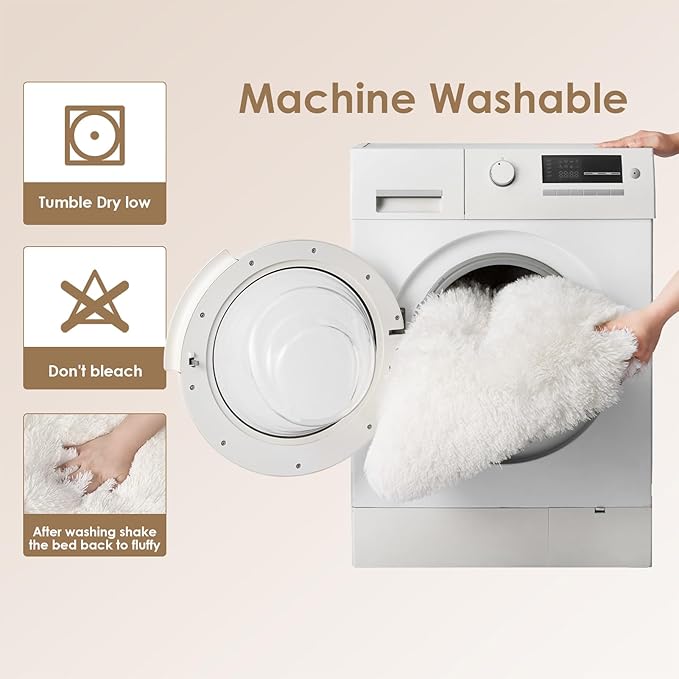 EHEYCIGA Fluffy XXL Dog Crate Pad, Plush Faux Fur Dog Bed for Extra Large Dogs, Calming Anti Anxiety XXL Dog Bed for Crate, Washable Soft Warm Dog Crate Mat with Non-Slip Bottom, Beige