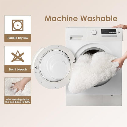 EHEYCIGA Fluffy Dog Crate Bed for Small Dogs, Plush Faux Fur Dog Crate Pad, Calming Anti Anxiety Small Dog Bed for Crate, Washable Soft Warm Dog Crate Mat with Non-Slip Bottom, Beige