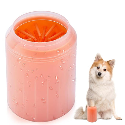 Dog Paw Cleaner Portable, Mudbuster Dog Paw Washer, Dog Foot Cleaner Cup Pet Cleaning Brush Feet Cleaner for Large Medium Breed Dogs, Orange