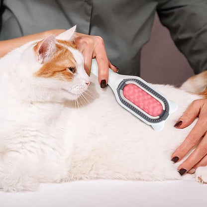 WishLotus Pet Cleaning Hair Removal Comb, 4 in 1 Universal Cat Brush Multifunctional Portable Stylish Durable Pet Comb Brush, Bristle Tool for Cleaning Cat and Dog Hair and Grooming (Pink)