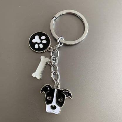 Dog Keychain, Puppy Keyring Keyfob Metal Pet ID Tags for Clothing Bag Adornment Accessory (24-Pit Bull Terrier)