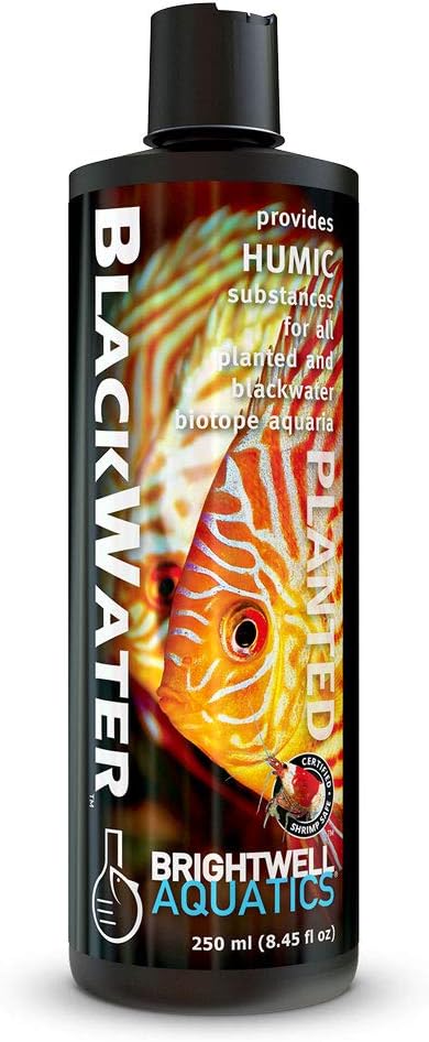 Brightwell Aquatics BlackWater Humic Fulvic Acid Supplement Simulates Natural Blackwater Conditions Supports Nutrient Uptake in Freshwater Planted Aquariums, 250 ml