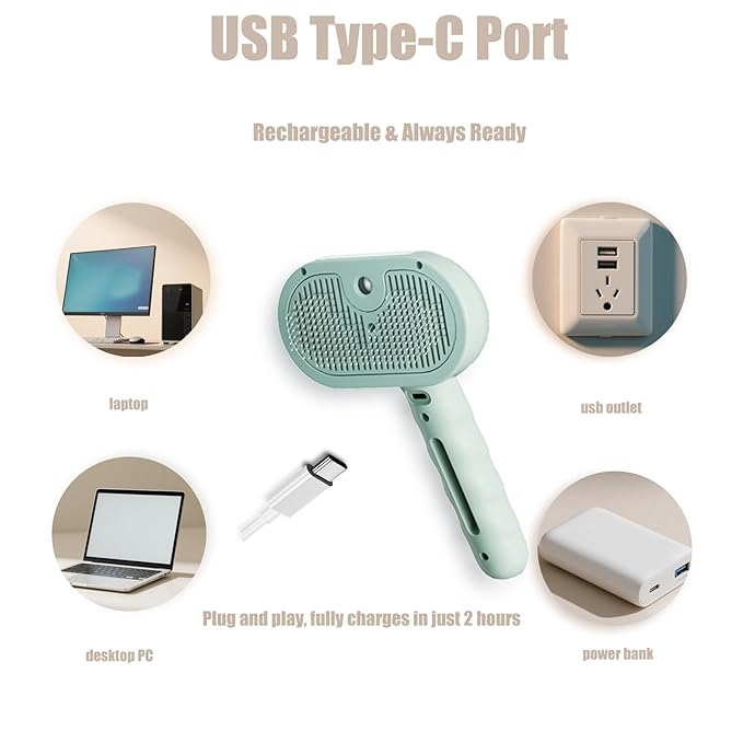 3 - in - 1 Pet Steam Brush for Cats & Dogs - Suitable for All Hair Types! One - Click Spray; Comfortable Massage; Superior Deshedding & Skin Care; Quiet Operation at 36dB (Green)