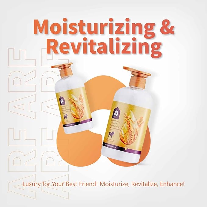 Arf Arf Oatmeal Dog Shampoo & Conditioner Bundle – Anti-Itch, Allergy Relief & Moisturizing Honey Formula | Ideal for Sensitive Skin, Boosts Coat Shine (2 x 16oz)