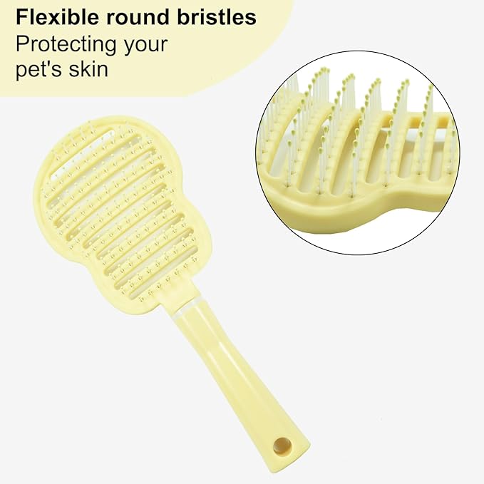Dog Brush, Easy to Hold Ergonomic Handle Dog Brush Comb Instant Detangler Pin Brush,Wet or Dry Dog Hair,for Dogs and Cats Grooming Tool, Yellow