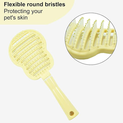 Dog Brush, Easy to Hold Ergonomic Handle Dog Brush Comb Instant Detangler Pin Brush,Wet or Dry Dog Hair,for Dogs and Cats Grooming Tool, Yellow