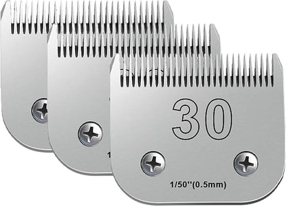 30 Blades for Dog Grooming Blades Compatible with Andis,Oster A5,Wahl km10 Dog Clippers,Size-#30, 1/50-Inch Cut Length (0.5mm)(3pcs #30)