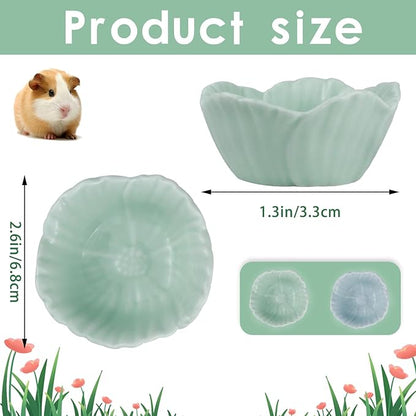 Small Ceramic Pet Hamster Bowl, Easy to Clean Anti Flipping Hamsters Food and Water Bowl, Small Animal Bowls for Dwarf Hamster, Parrots (Green, s)