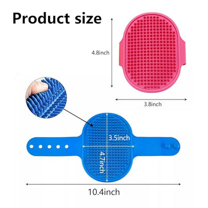 Rubber Pet Bath Brush, Palm-Sized Pet Brush, Pet Hair Removal Tool, Dog Brush, Cat Brush, Soft Elastic Pet Brush Will NOT Hurt Pets, 2 Piece (Red/Blue)
