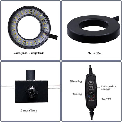 Upgraded Aquarium Light with Timer Clip On Fish Tank LED Light Small USB Light Dimmer Multi-Color White+Warm Yellow+Yellow 1 to 5 Gal (Adapter NOT Included)