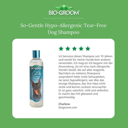 Bio-Groom So-Gentle Hypoallergenic Dog Shampoo - Tearless, Cat & Dog Bathing Supplies, Puppy Shampoo for Gentle Skin, Cruelty-Free, Made in USA, Tear-Free Dog Products - 12 fl oz 1-Pack