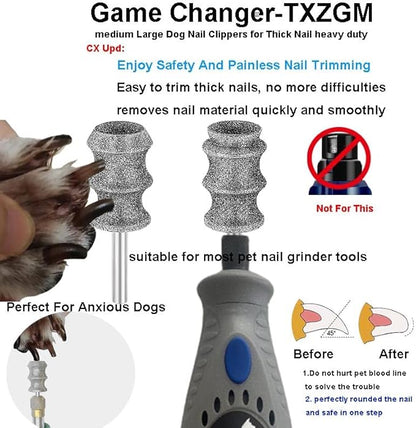 For Dremel Pet Dog Nail Grinder Attachment, Diamond Fit Dremel Bit For Dog Nail, Rotary Fit Dremel Dog Nail Diamond Bit, 1/8'' Fit Dremel Pet Dog Nail Grinder Refills Replacement Head 2-Packï¼ Large ï¼
