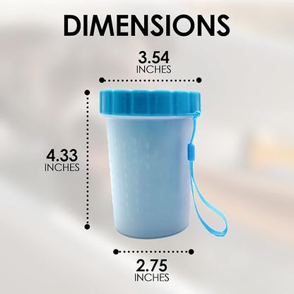 Dog Paw Cleaner l Keep Your Pet's Paws Clean and Fresh l Medium Size 9.5 x 9.5 x 11.5 cm l PP, Silicon and Polyester Materials l Easy and Effective Paw Cleaning Solution l Blue