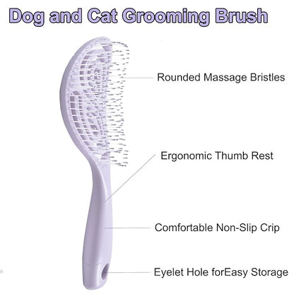 Eco-Friendly Detangling Pin Brush for Dogs and Cats | Ergonomic Handle Pet Brush for Wet or Dry Hair, Gentle Grooming Tool for Pets, Purple
