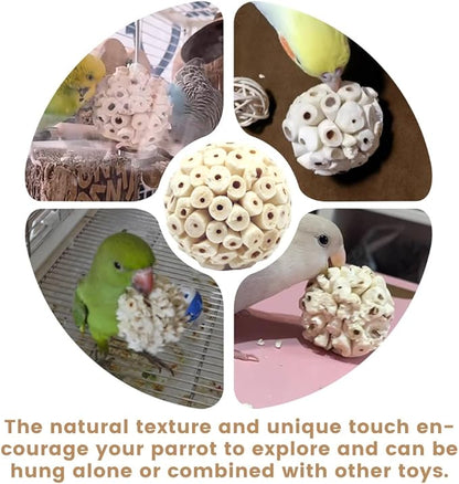 Bird Toys Sola Balls 2.36'' - 6PCS, Bird Foraging Toy, Soft Sola Atta Ball, Parrot Chew Shred Toy for Sharpening Claws and Beaks for Cockatiel, Parakeets, Conure, Love Birds, Budgie and Small Birds