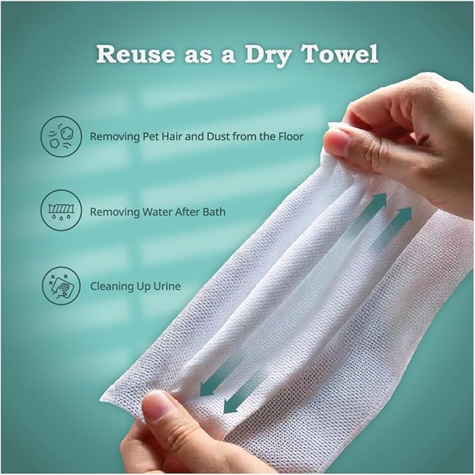 Extra Large Size - 20.5" x 12.6" Pet Wipes | Individually Packaged | Paw Wipes | Hypoallergenic | Grooming | Bathing | Green Tea Scented Deodorizing | Tear Stain | All Purpose Bath Wipes | 5 Count