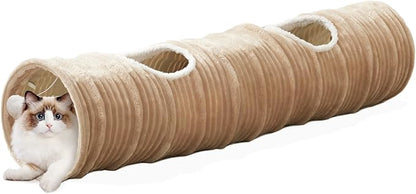 Cat Tunnel for Indoor Cats,Cats Toys Collapsible Tunnel Straight Tube with a Fun Ball and 2 Holes,Cat Play Tunnels,for Rabbits, Ferrets, Puppies & Large Pets,Diameter 11.8 Inch